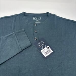 Bylt Mens 2XL Vintage Navy Blue Long Sleeve Comfort Wool Henley Shirt NWT